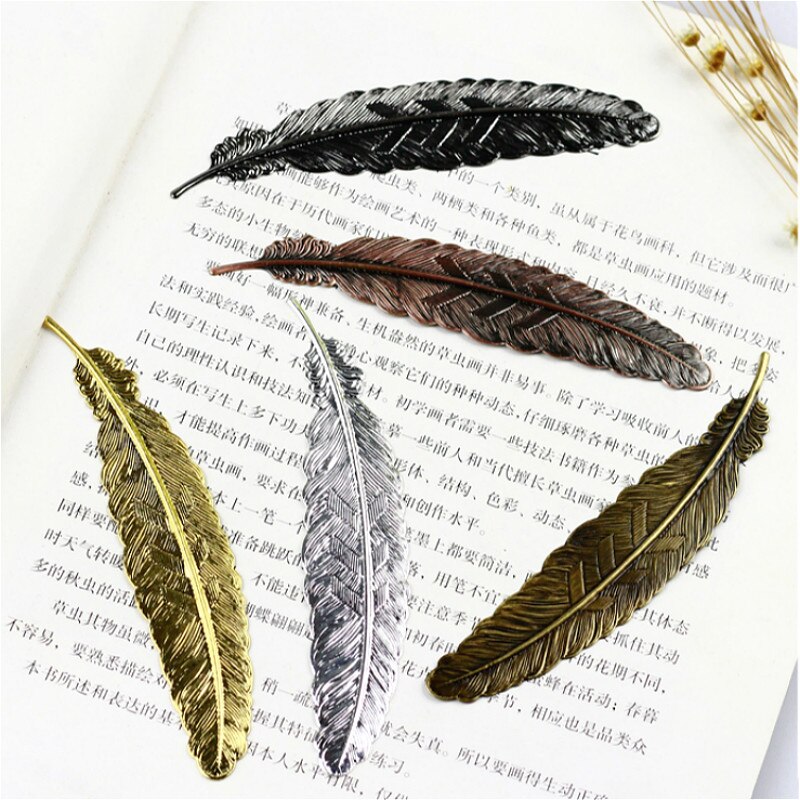 1PC retrò Vintage ▾ Segnalibro Disegno Di Piuma Creativo Segnalibri in Metallo Promozionale del Regalo Della Cancelleria Pellicola Libro di marchio