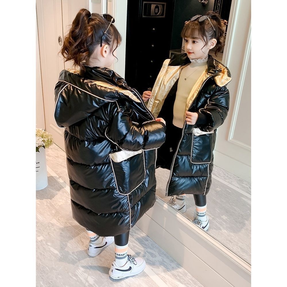 Menina crianças jaqueta de inverno trajes de natal para crianças roupas meninas meninos preto snowsuit outerwear casacos longo parka neve wear: gold WaterProof / 120cm