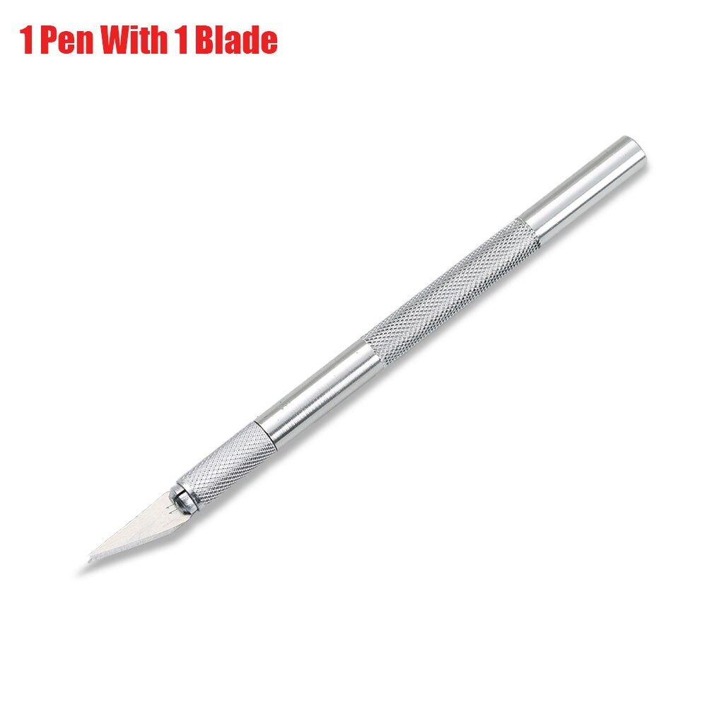 Carving Metal Knife DIY Art Cutting Tool Craft Cutting Kinfe Engraving Cutter with Blade Safety Cutter Paper Knife Cutting Pen: silver