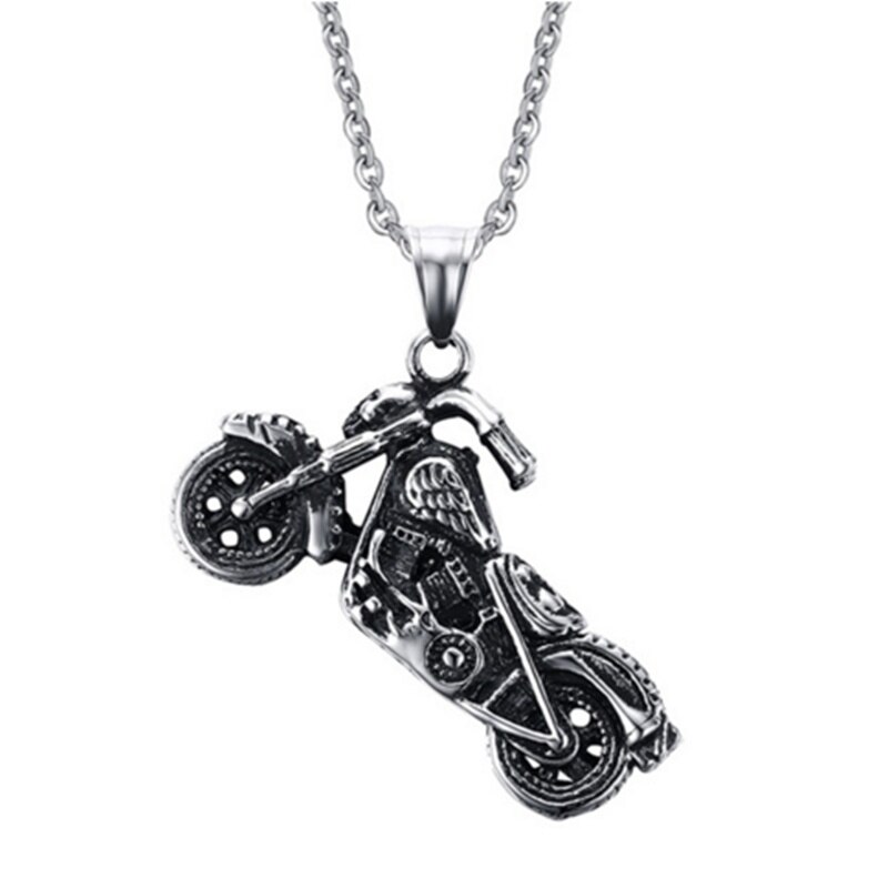 Klassieke Mannen Hanger Rvs Motorfiets Punk Rock Ketting Christmas Party Ketting Op De Hals Mode-sieraden: Silver