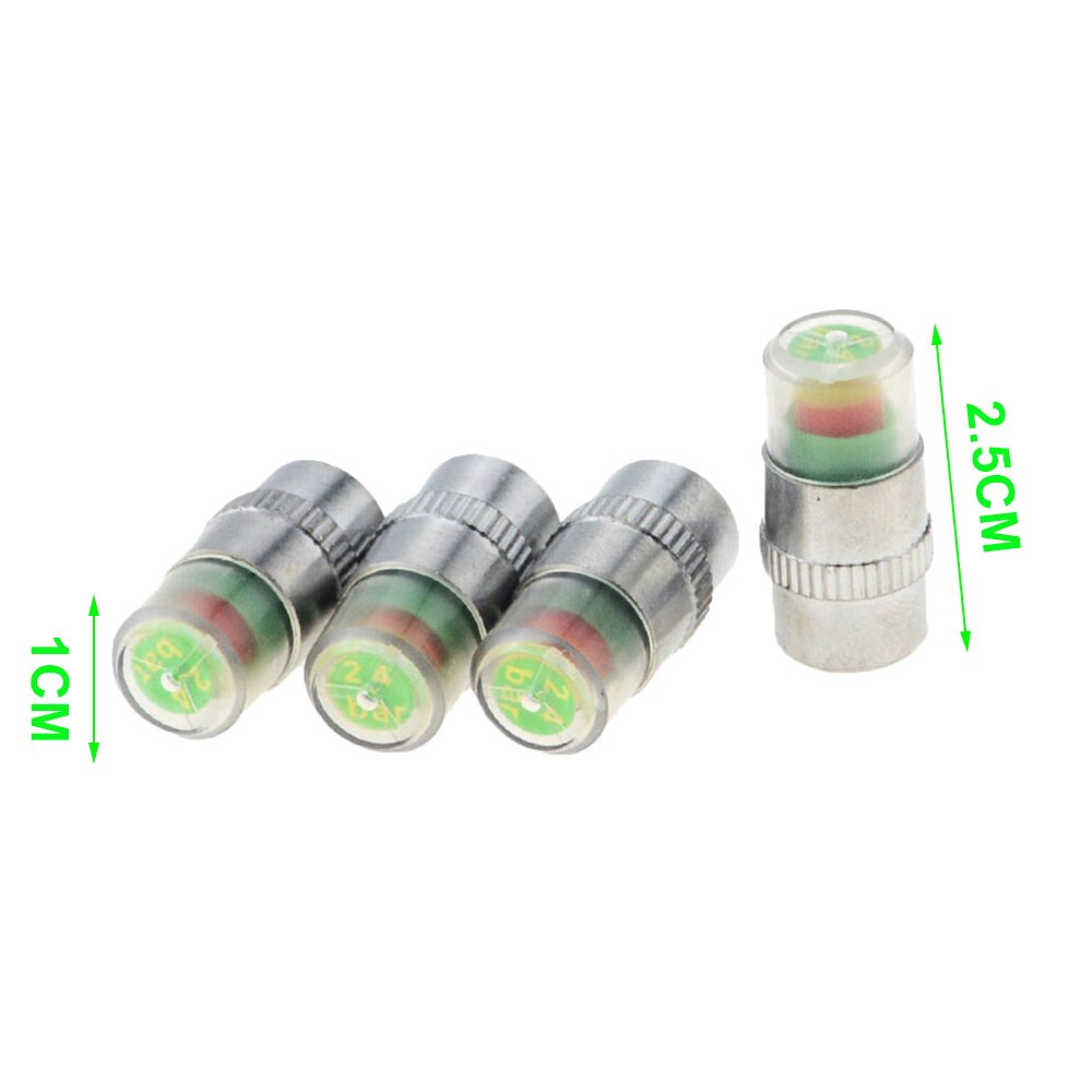 4Pcs 2.4 Bar Auto Tyre Pressure Sensor Monitoring Valve Cap Sensor Indicator 3 Kleur Alert Eye Bandenspanning Monitoring systeem