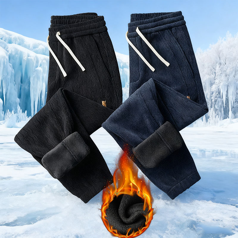 Winter Men's Fleece Casual Pants Thickened Warm Velvet Versatile Streetwear Sweatpants Elastic Waist Trousers