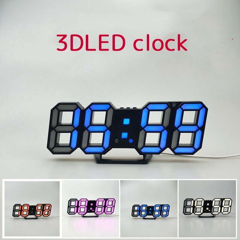 Led 3d vækkeur digital snooze bord ur vågne lys elektronisk usb lade ur natlampe hjem dekoration kontor bord