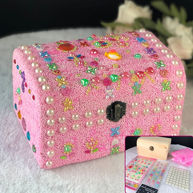 Enfants fait à la main bricolage matériel sac fille en bois massif papeterie boîte boîte à crayons flocon de neige boue bâton perceuse boîte de rangement: L-3