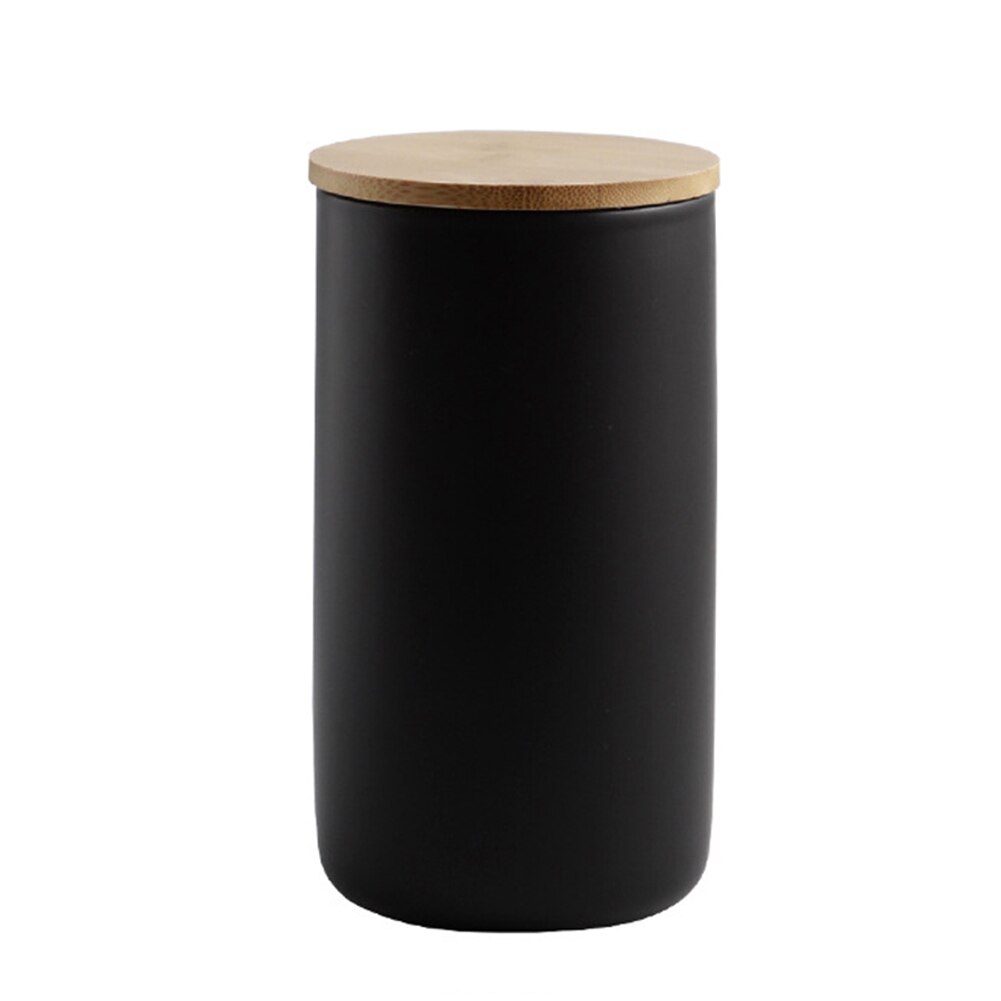Lata de almacenamiento, recipiente de almacenamiento de utensilios de cerámica, recipiente de café de barro con tapa, tarros de almacenamiento para productos secos, accesorios de cocina: Black L