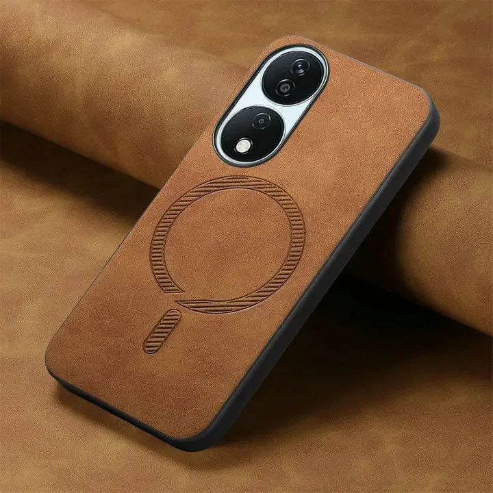 Honor 90 Lite 90Smart 5G 2024 Funda de lujo Funda de cuero con imán Funda Magsafe Honor 90 Funda inteligente para teléfono Honor90 Pro 100 Funda trasera: lienzo / marrón