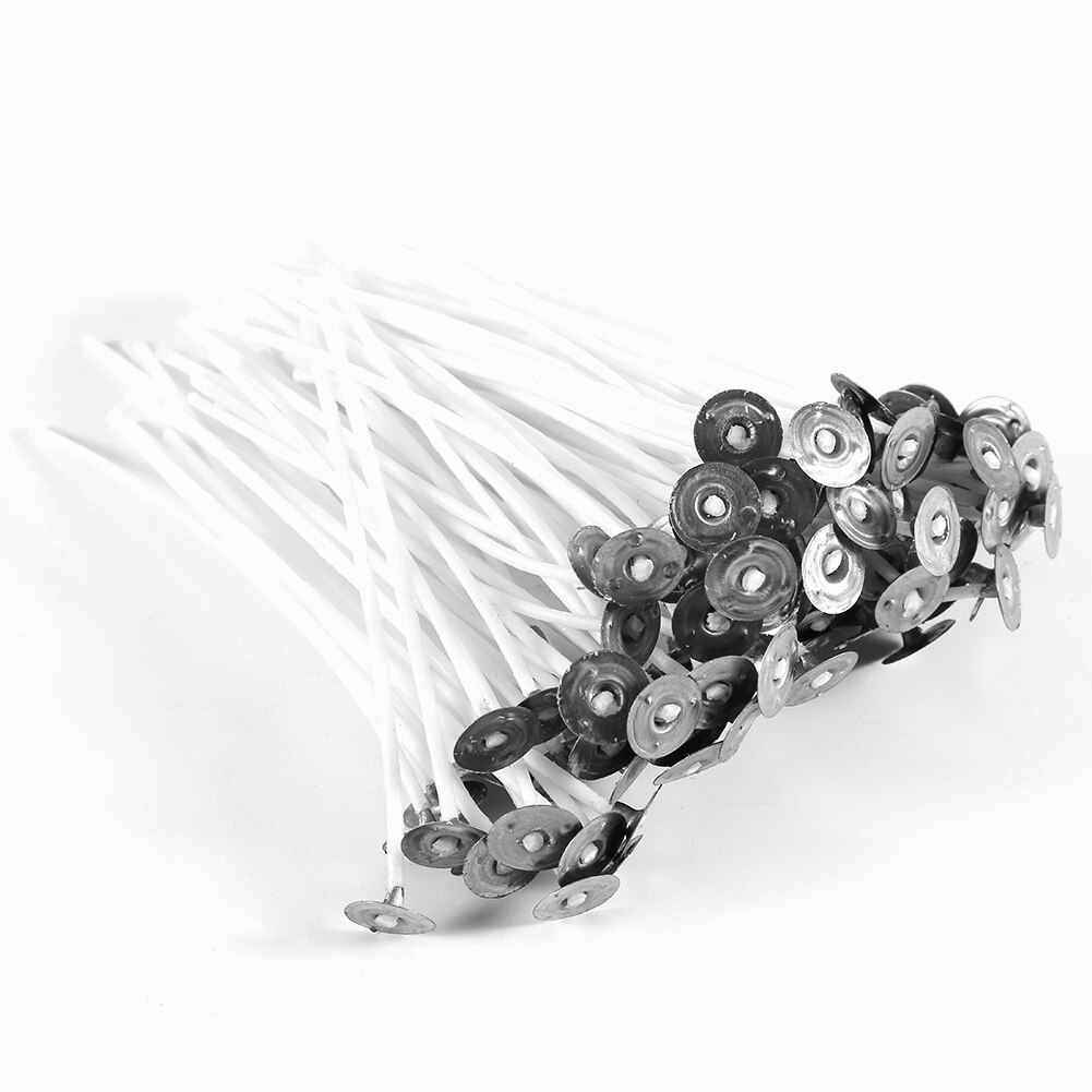 Candle Wick 100pcs 20cm Candle Wick Pre Waxed Wicks With Sustainer For Candle Making: 10cm