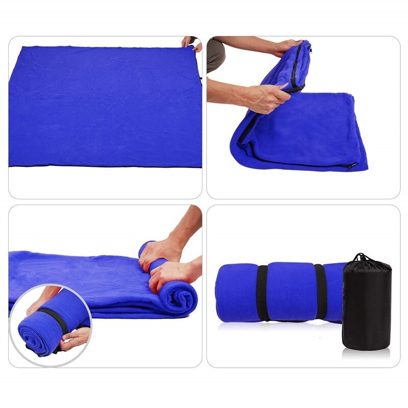 Dobbelt-sider fleece sovepose liner til voksen varmt vejr backpacking tæppe til udendørs camping bærbar sovepose