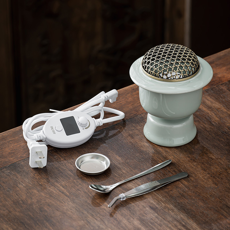 Tradycyjny elektryczny kadzielnik o wysokiej temperaturze, może palić na sucho 520 stopnie, ceramiczny przedmiot dekoracyjny do użytku domowego w herbaciarniach: Jasnoszary