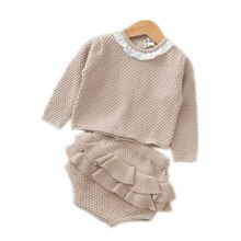 Mode Baby Meisjes Kleding Lange Mouwen Gebreide Trui + Shorts Sets van Kinderen Lente Herfst Truien Baby Kleding Knit set