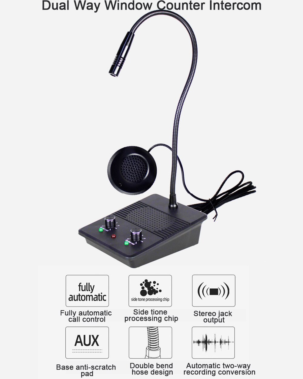 Intercomunicador de mostrador de doble vía, altavoz con Control automático, pantalla Digital a escala para banco, Hospital, tienda de oficina
