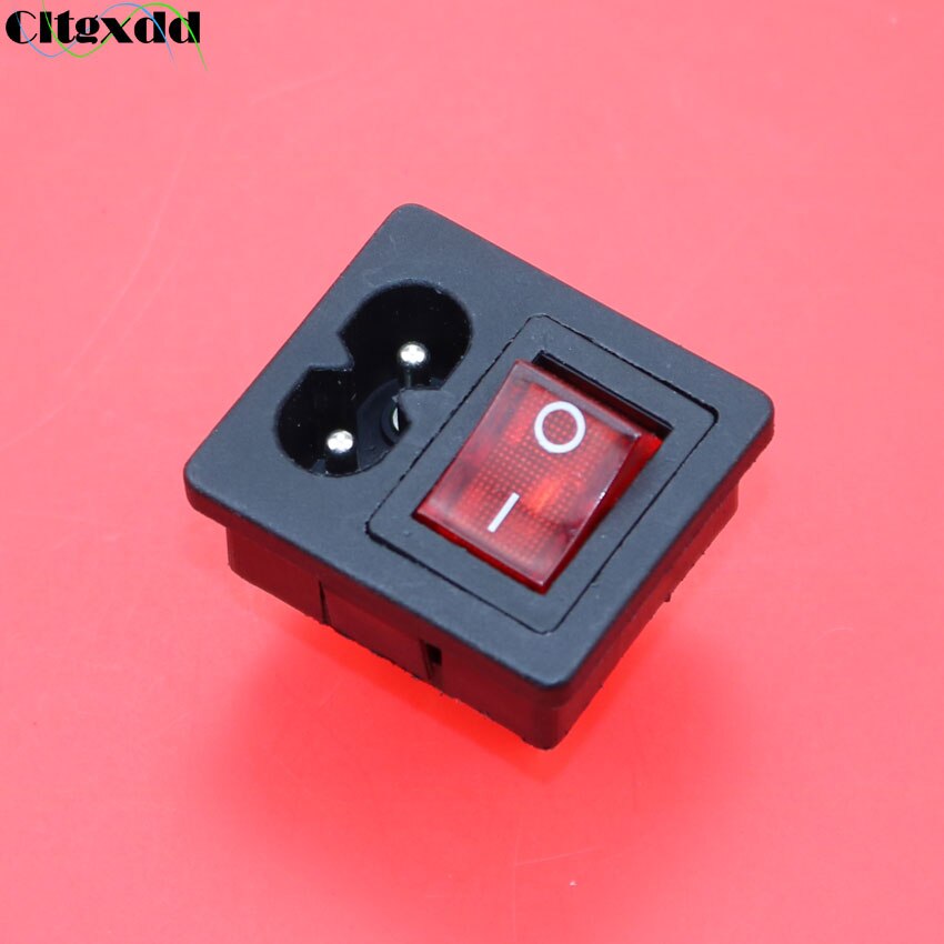 cltgxdd 1~5pcs IEC320 C8 AC 2.5A 250V power Cord Inlet socket receptacle with red light rocker switch for Computer Amplifier