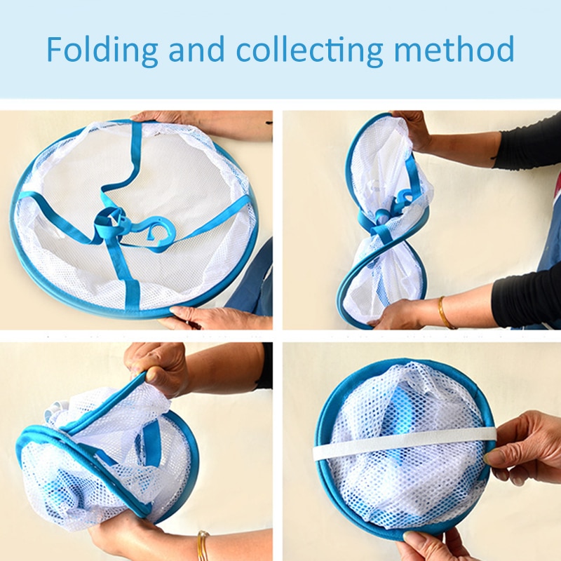 3 Layers Folding Drying Racks & Nets Mesh Blue Sweater Underwear Bra Hanging Basket Laundry Storage & Organization