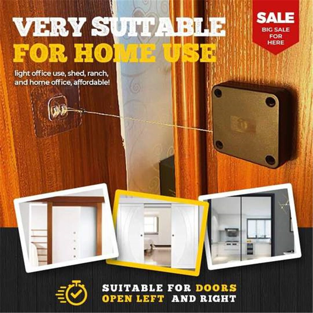 Fermeture de porte automatique multifonctionnelle sans poinçon avec câble en acier