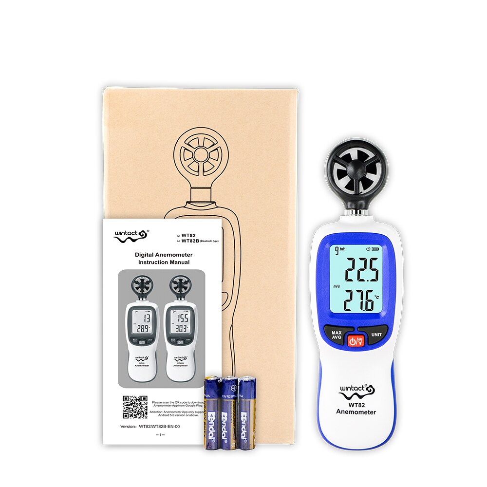 Digital Wind speed Meter Anemometer Air Flow instrument Gauge Temperature LCD Display Auto Tachometer WT82