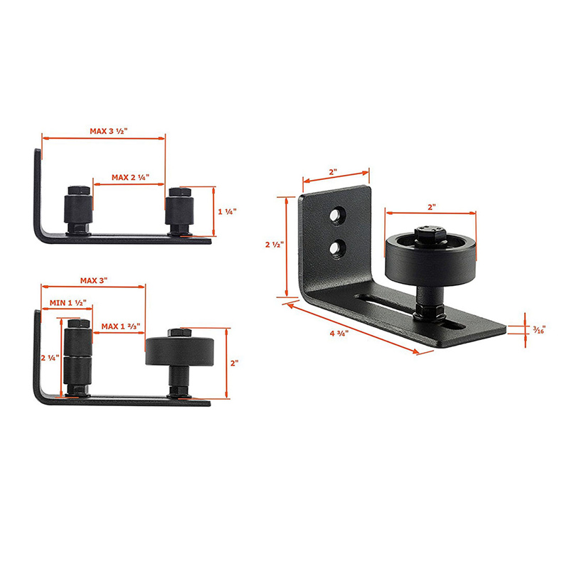 Adjustable Wall Mount Guide with 8 Different Setups for Barn Door Hardware - Black Powder Coated - Flush Bottom - Perfect Fit Fo