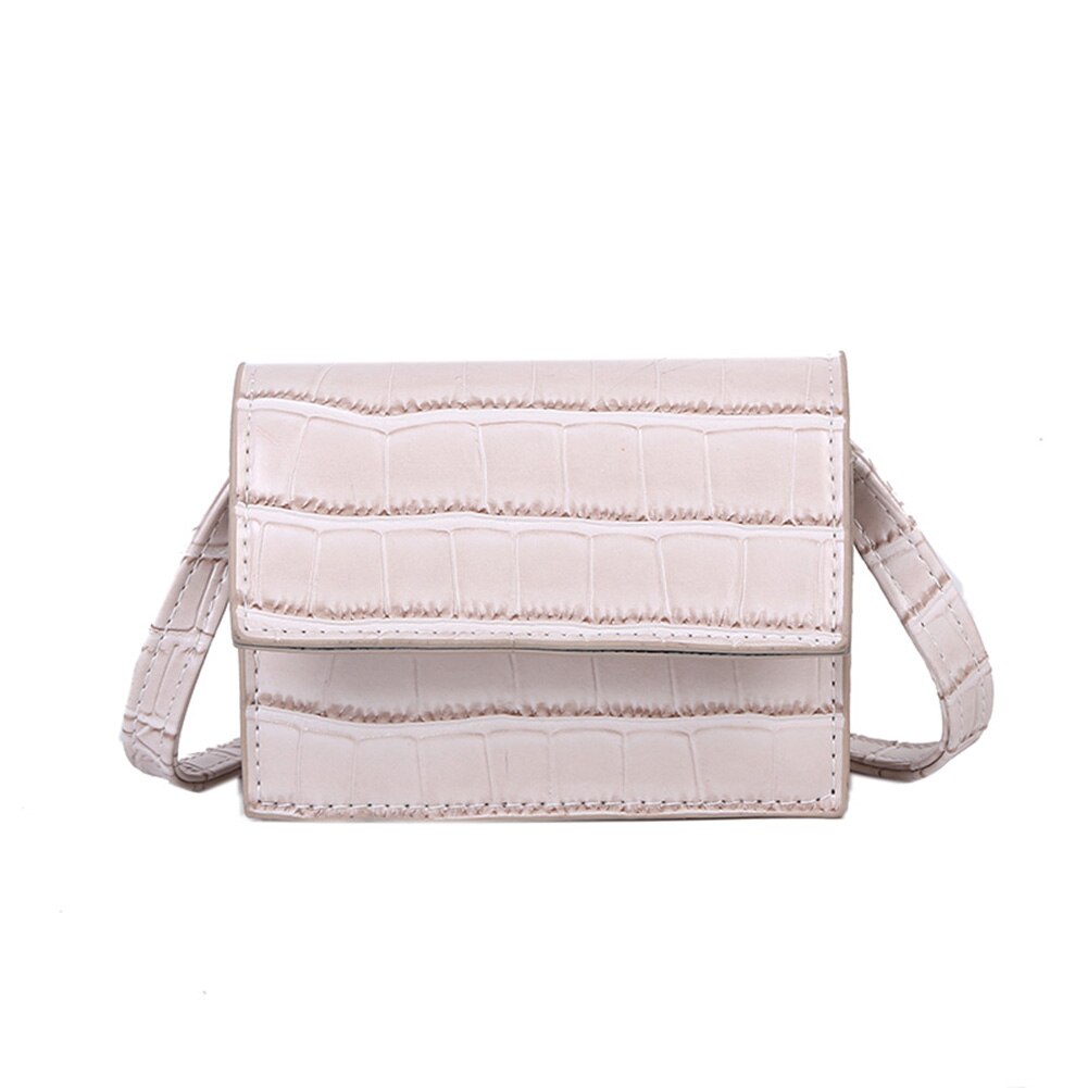 Retro kvinder messenger tasker kvinder lille solid pu sten læder kvinde crossbody taske kvinde messenger mulepose til: Hvid