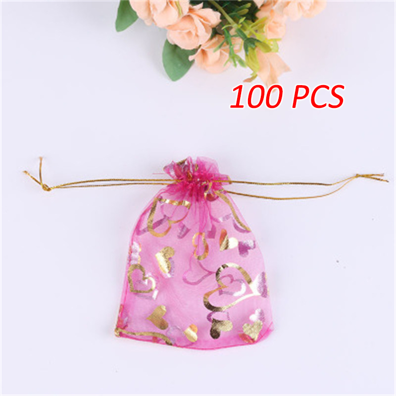 100 sztuk/partia 10*13CM organzy prezent torba na biżuterię wielobarwność sznurek woreczki na wesele boże narodzenie cukierki biżuteria pakowania: róża