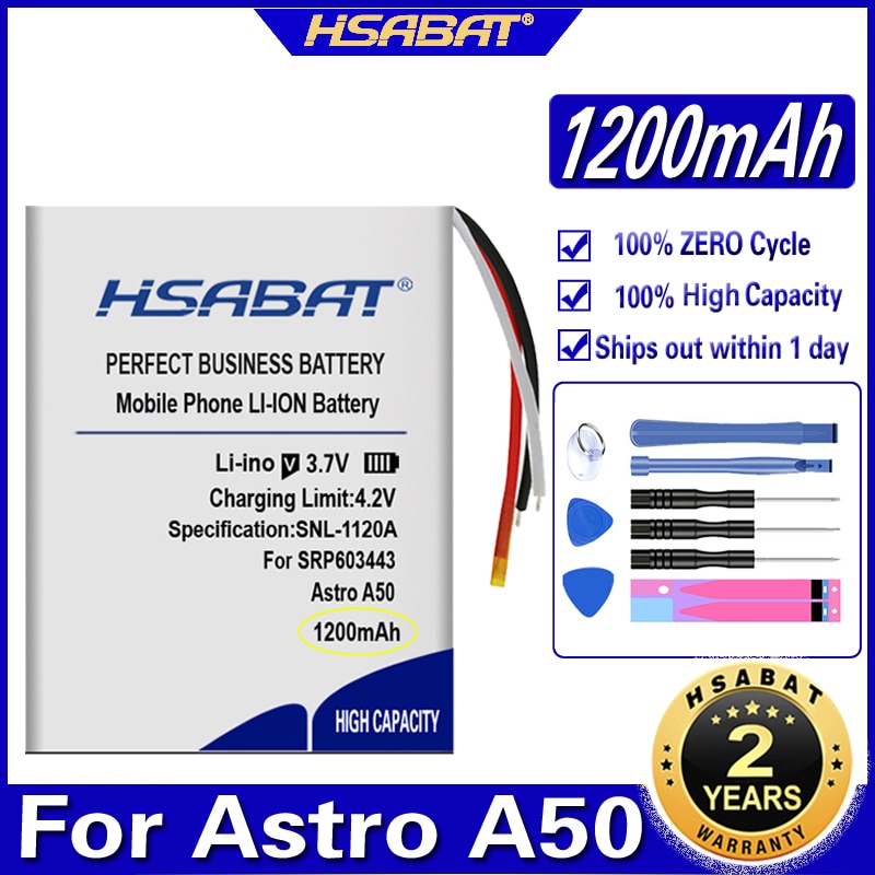 HSABAT SRP603443 1200mAh Top Capacity Battery for Astro A50 A20 Batteries