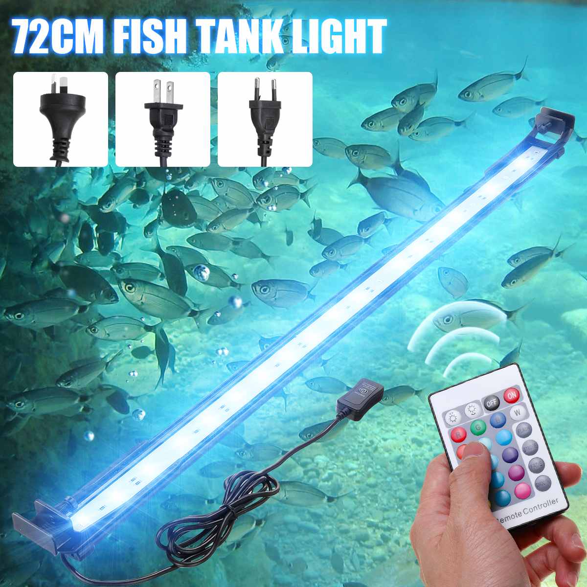 72Cm 24W Aquarium Licht Aquarium Lamp Aquarium Led Verlichting Indoor Planten Vissen Luminaria Rgb Dimmen Met Afstandsbediening controle