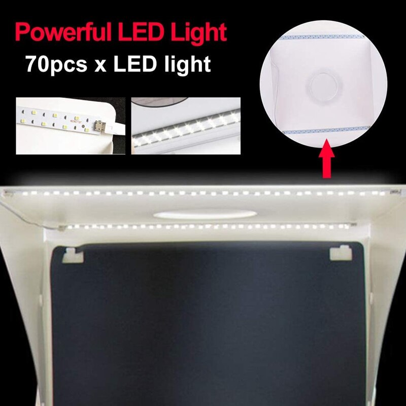 Mini Light Box Photography, Folding Portable Photo Shoot Tent Kit with Top Hole LED Strips Color Backdrop
