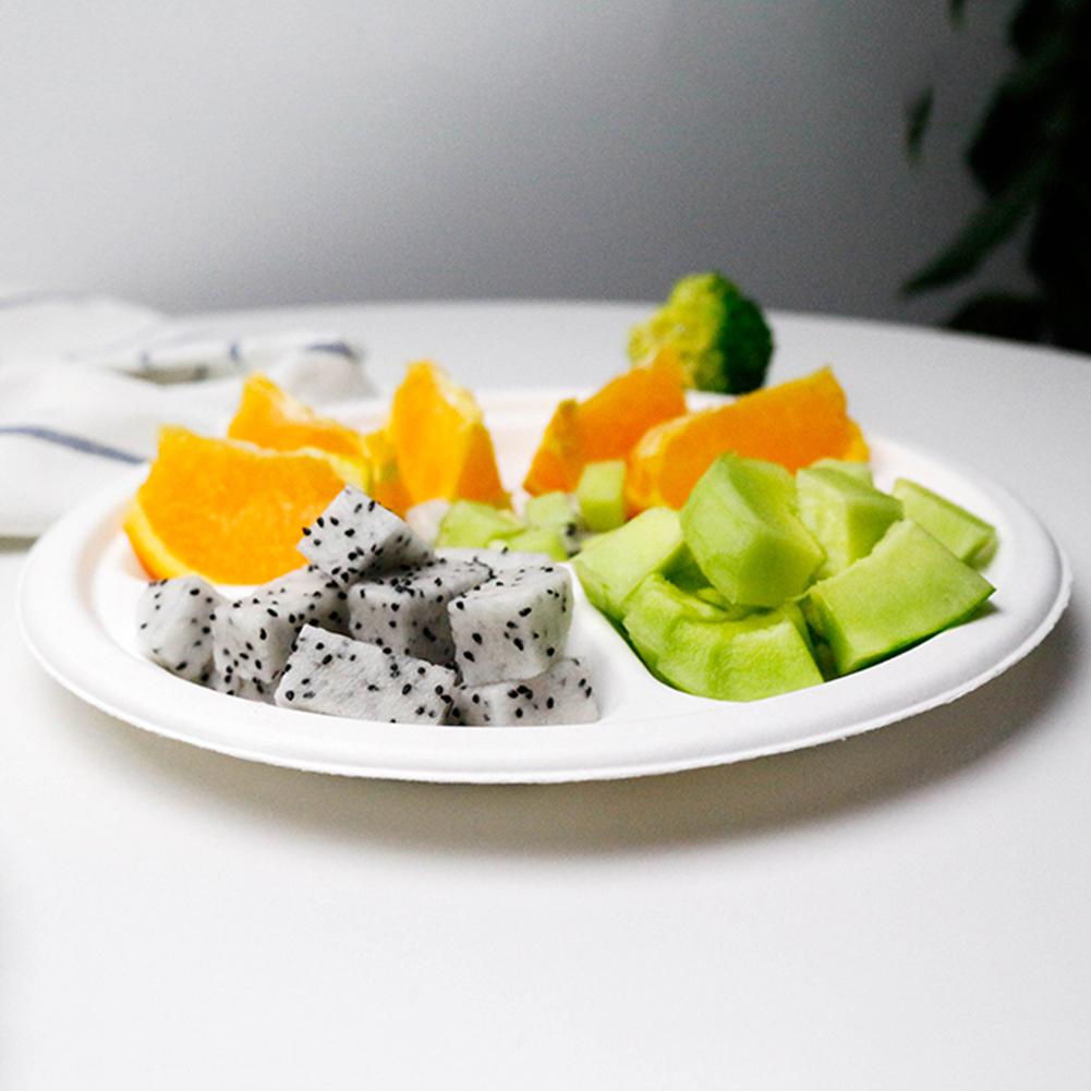 100Pcs/lot Disposable Paper Plate Cake Partition Environmental Protection Cup Original Site Sugar Cane Pulp Plates Generous 10in