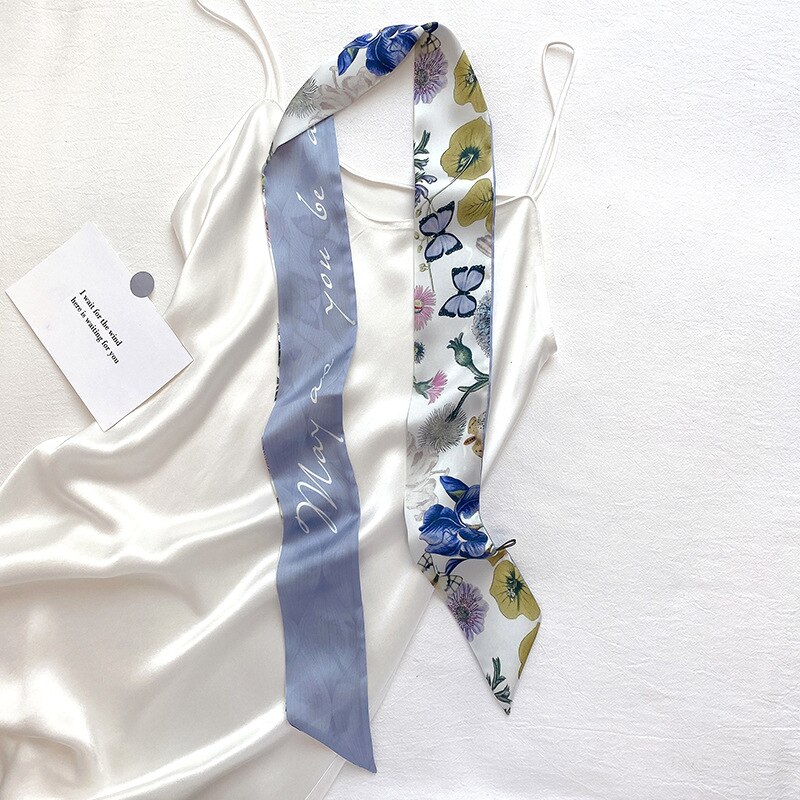 Stil fransk stil romantisk blomster smal strimmel bånd arm taske silketørklæde hårbånd lille halstørklæde tørklæde: 2