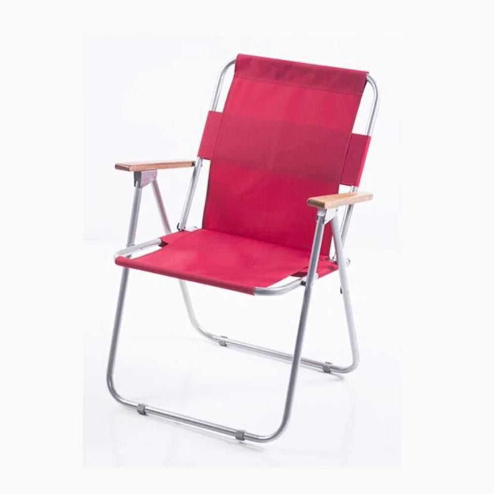 Chaise de Camping pliable pêche en plein air barbecue randonnée chaise de pelouse plage pique-nique chaise pliante chaises de directeur pliantes avec bras en bois: Red