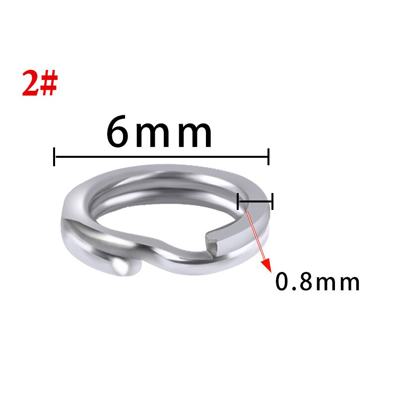 50/100 stk fiskering i rustfritt stål splittring fiskeslukkobling solid ringtilbehør fiskekrok snapsluksvivel: 6mm / 50 stk
