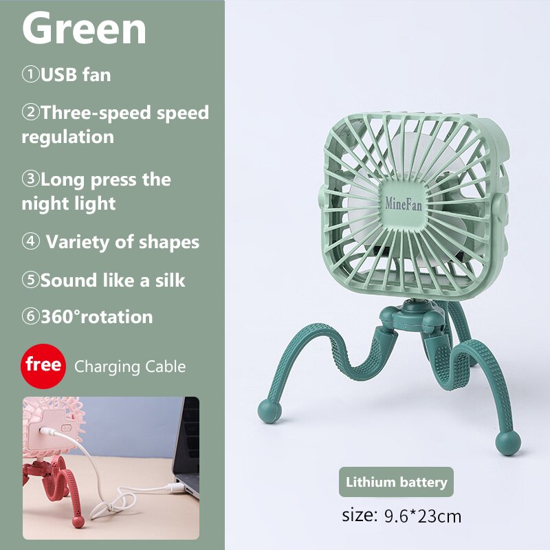 Ventilateur Portable pour siège de voiture, 500mAh, Rechargeable par USB, Mini accessoires pour poussette: WJ3794F