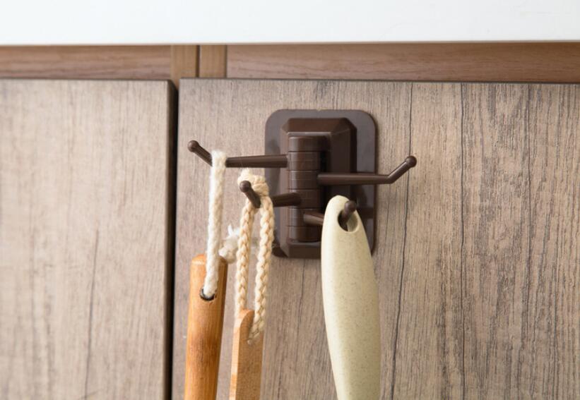 4 crochets salle de bain crochets peuvent être tournés crochet mur stockage cuisine décoration maison salle de bains stockage Rack pas de Trace autocollants