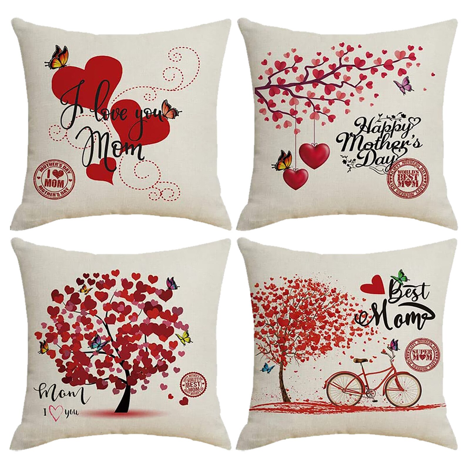 Moederdag Sierkussen Covers Set Van 4 Decoratieve Katoen Linnen Kussen Case 45X45Cm Soft Gedrukt kussensloop Kantoor Groothandelaren