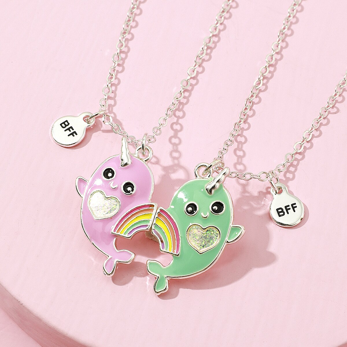 2PCS/Set Cartoon Cat Shape Pendant Chain Best Friends Necklace BFF Friendship Children's Jewelry for Girls: Style 3