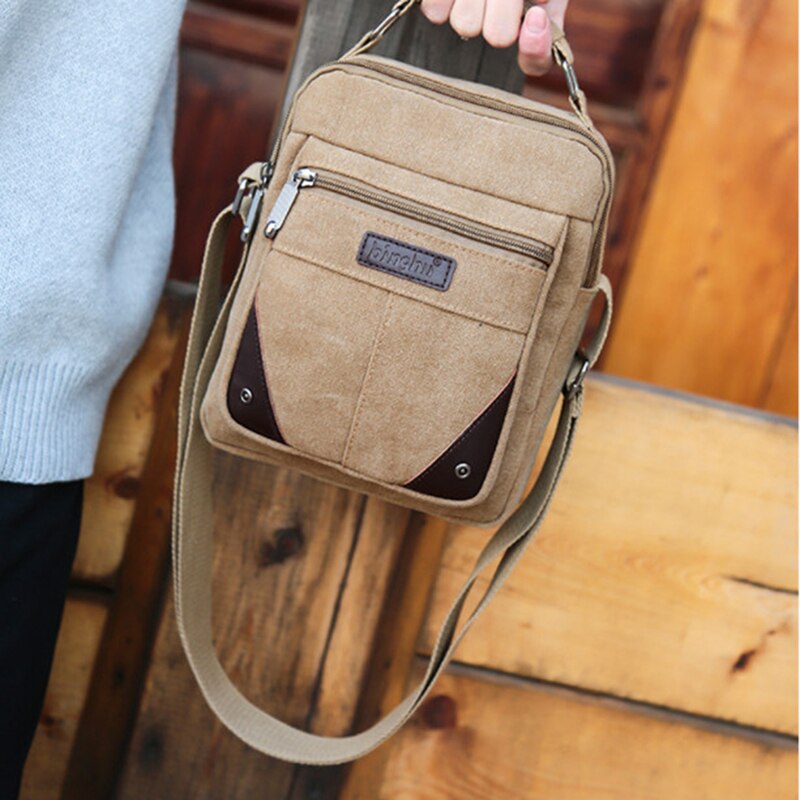 Men's Casual Shoulder Bag Solid Color Business Messenger Bag Simple Large Capacity Multi-purpose Canvas Bag
