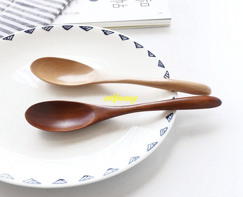10 st/lot 17 x 3.5cm naturliga träskedar ovala teskedar träglass skopa kaffe mjölkpulver sked