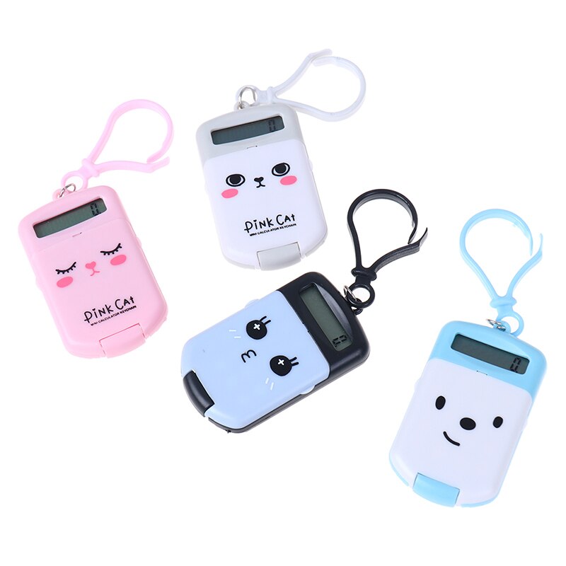 Mini calculatrice numérique Portable, Kawaii, affichage de poche, dessin animé, porte-clés , fournitures de bureau,