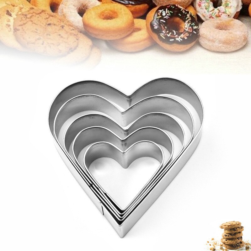 Cookie Cutter Set - 5 Piece - Fondant / Pastry / Bread / Sandwich / Biscuit Cutter - Stainless Steel Baking Mould Cookie Cutter: Heart Mold