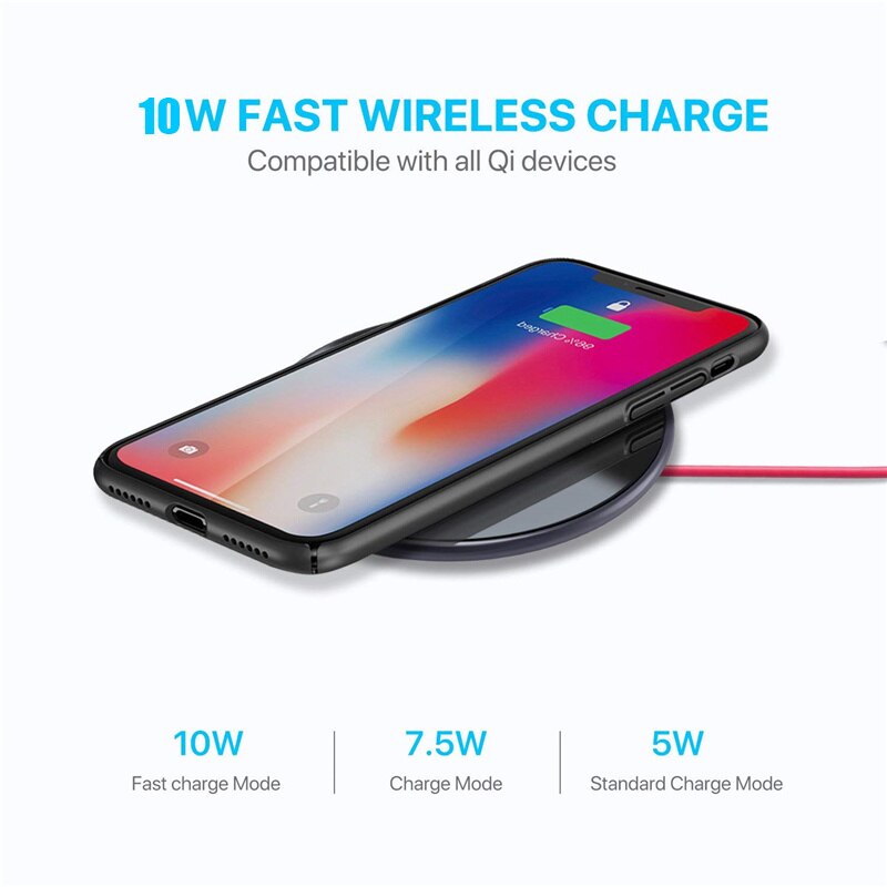 Ultra Dünne 10w Qi Drahtlose Ladegerät Schnelle Ladung Sender Pad für IPhone SE 11 Profi X Max 8 xiaomi Dock Induktion Ladegerät