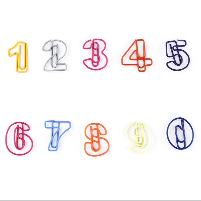 10pcs/pack metal digital paper clips simple student stationery paper clips office paper clips