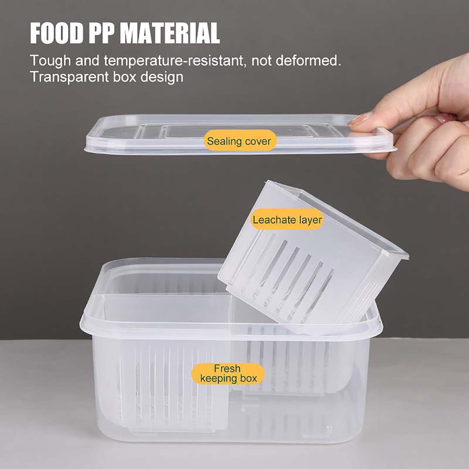 Drain Sealed Ginger Container Crisper Debris Fridge Storage Boxes Tray Refrigerator Organizer Kitchen Fridge Storage Box