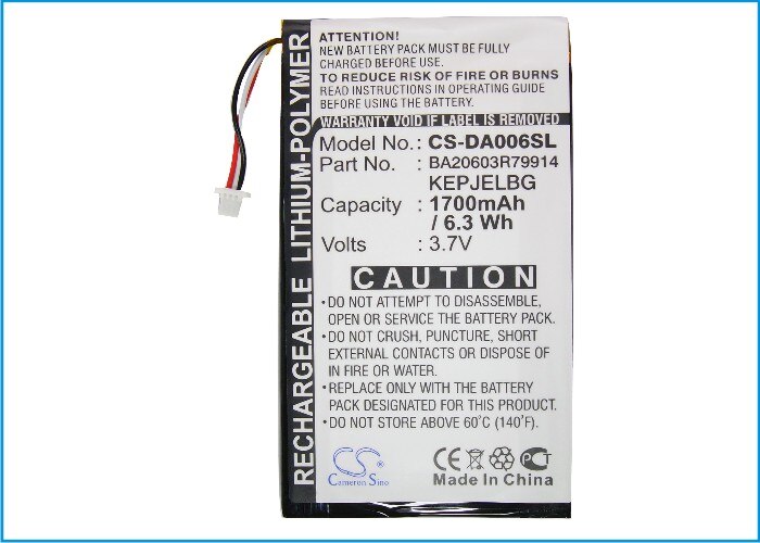 Cameron sino pour la Vision créative Zen M Vision Zen M vidéo BA20603R79914 batterie DVP-HD0003
