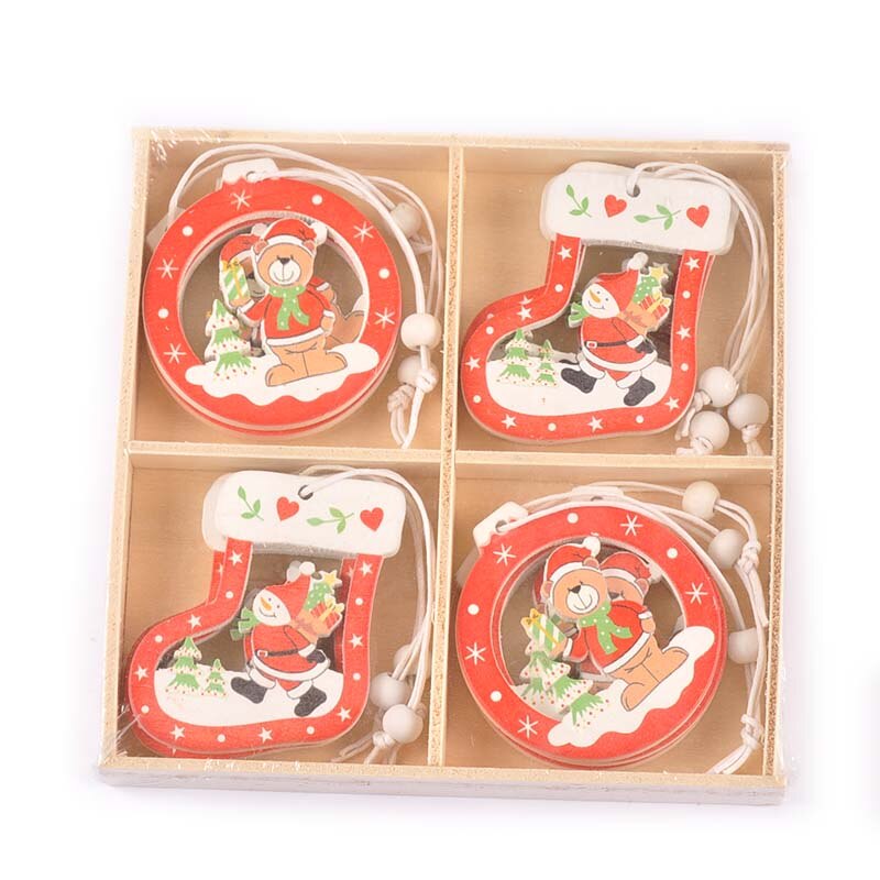 12 stück weihnachtsmann-engel-Stern-holzbastelarbeiten weihnachtsbaum-hängeornamente holzanhänger diy weihnachtsfeier heimdekoration  c2729