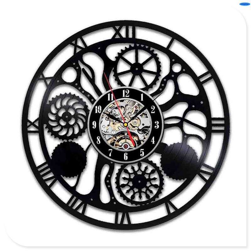 Steampunk klok uil monteur tandwielen vinyl wandklok retro gotische vintage decoratie: 13