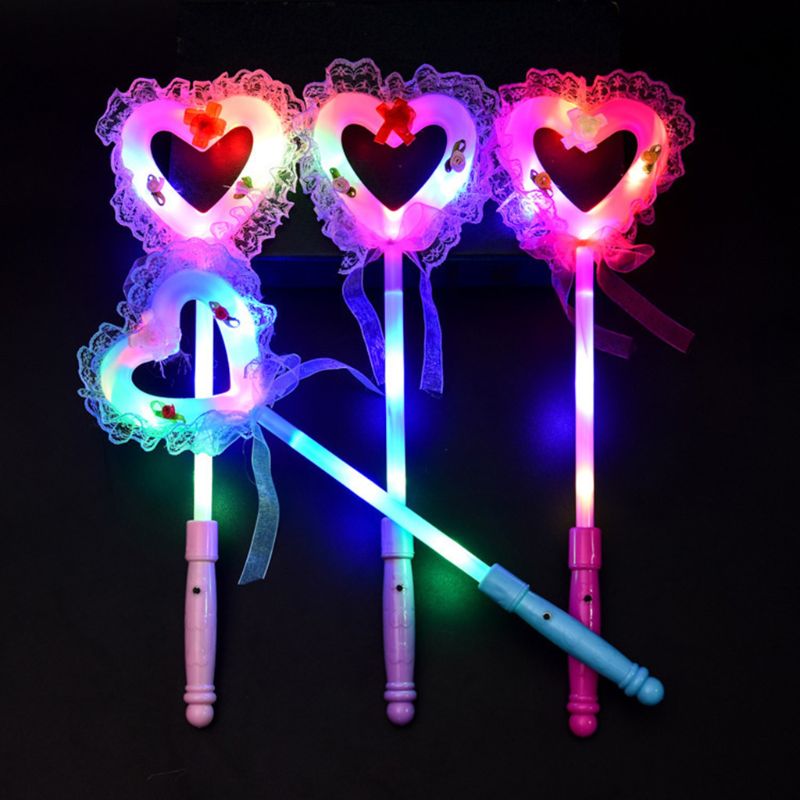 Lichtgevende toverstaf speelgoed hart liefde prinses cosplay flash sticks dxad