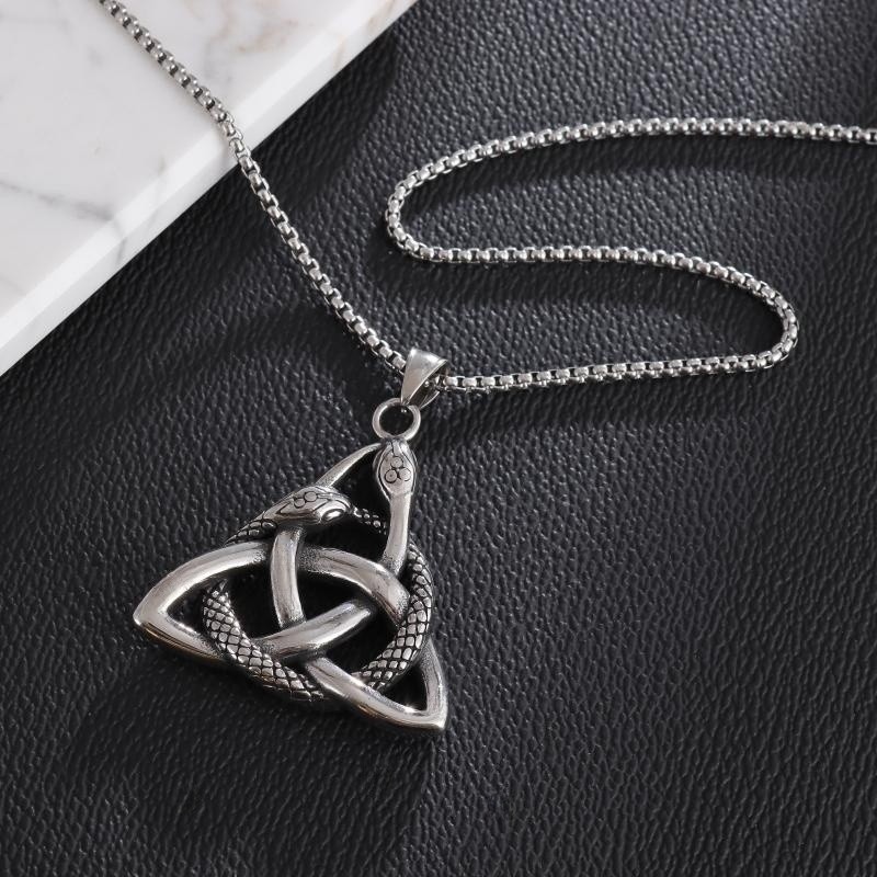 Collier classique Vintage Ouroboros Trinity, pendentif amulette à nœud celtique nordique pour hommes et femmes, bijoux de déclaration