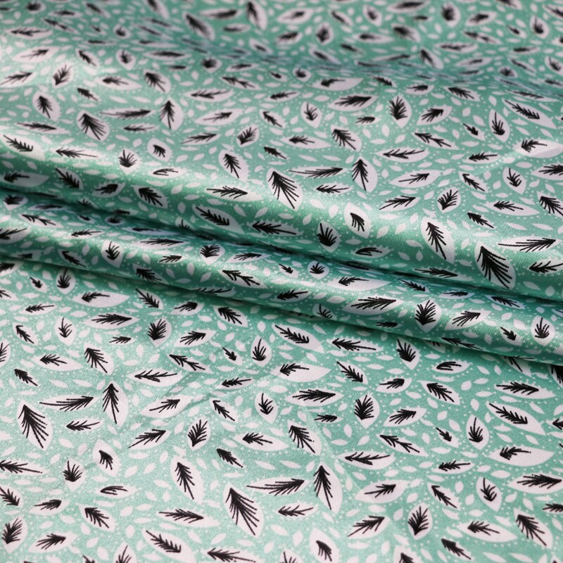 100cm*148cm leaf pattern soft polyester satin fabric charmeuse