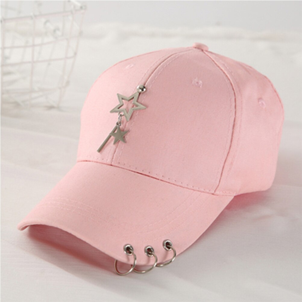 Män kvinnor justerbar stjärna järnring basebollhatt 3 färger unisex enfärgad andas hiphop populär vild keps  #30
