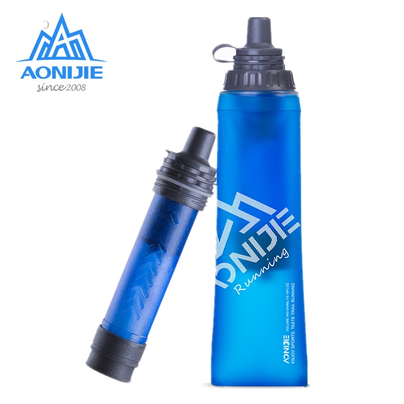 Aonijie Veilig Gefilterd Water Flessen 440Ml Water Filter Zachte Kolf Hydratatie Waterzak Hydratatie Filter Voor Running Wandelen
