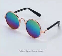 Gafas de sol redondas Estilo Vintage para gato, lentes reflectantes para perros pequeños, accesorios para mascotas, productos para mascotas: Dazzle color