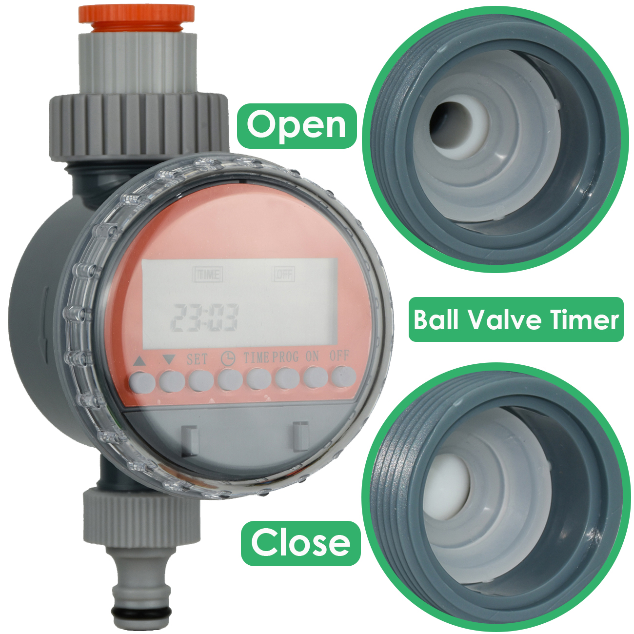 KESLA Automatic Garden Ball Valve Water Timer Watering Controller Drip Irrigation System IBC Tank Tap Faucet Bonsai Greenhouse: Red